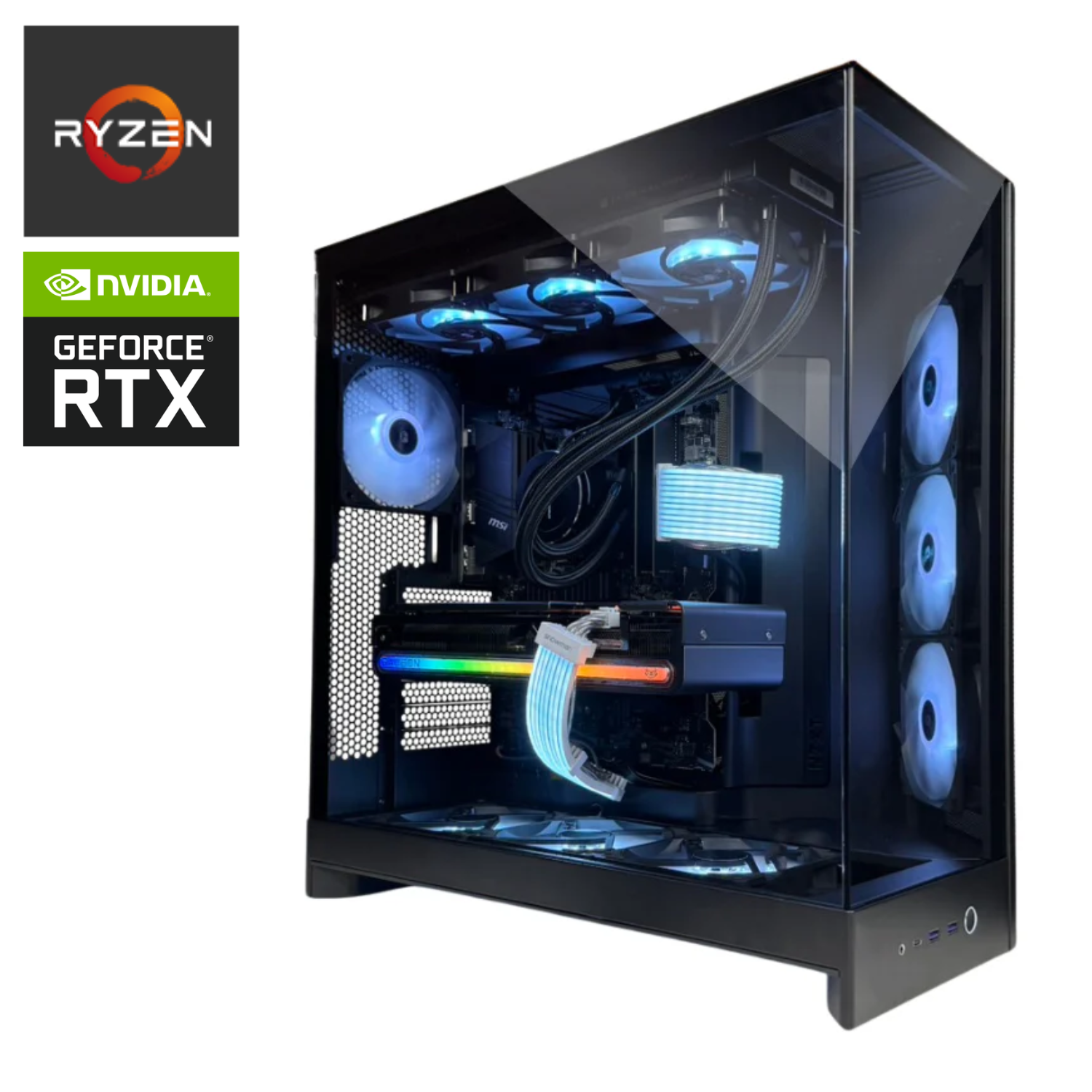 黒-高性能白自作PC-Ryzen7 9800x3d/RTX5070ti AMD Ryzen7 9800x3D ／ RTX5070ti 16GB ガラス2面ATX ゲーミングPC