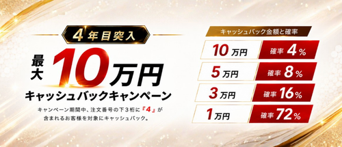 【お知らせ】最大10万円キャッシュバックキャンペーン開催！