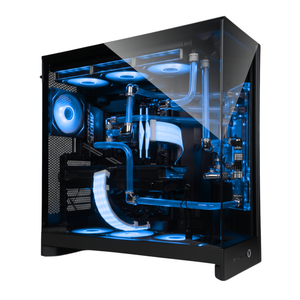 【本格水冷】アクリルパイプ×ブルー冷却液ブラック