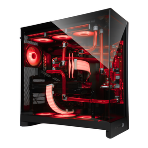 【本格水冷】アクリルパイプ×レッド冷却液ブラック