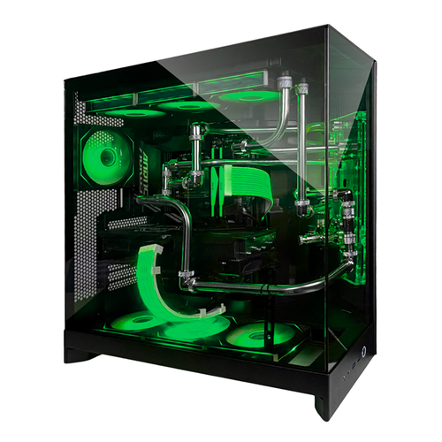 【本格水冷】ステンレスパイプ×グリーン冷却液ブラック