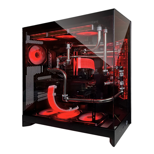 【本格水冷】ステンレスパイプ×レッド冷却液ブラック