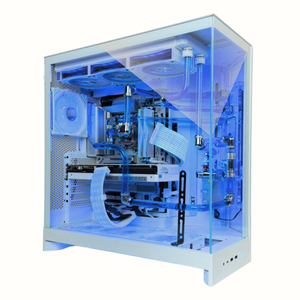 【本格水冷】アクリルパイプ×ブルー冷却液ホワイト