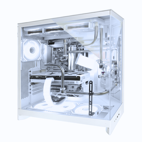 【本格水冷】ステンレスパイプ×クリア冷却液ホワイト